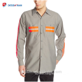 OEM Custom Long Sleeves 65% Polyester 35% Cotton Safety Uniform Mens Industrial Hi Vis Reflective Work Shirts